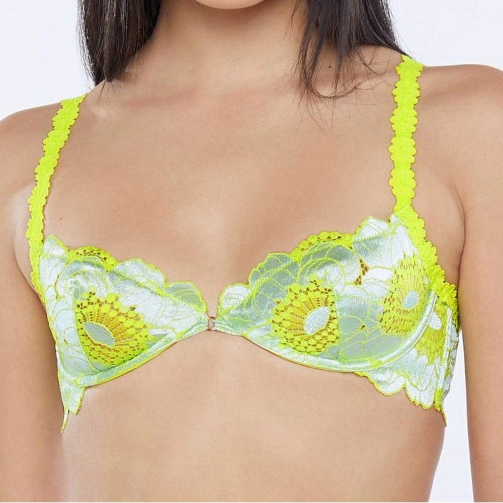 NWT Savage X Fenty SeashellBlue Poppylicious Lace Underwire Bra